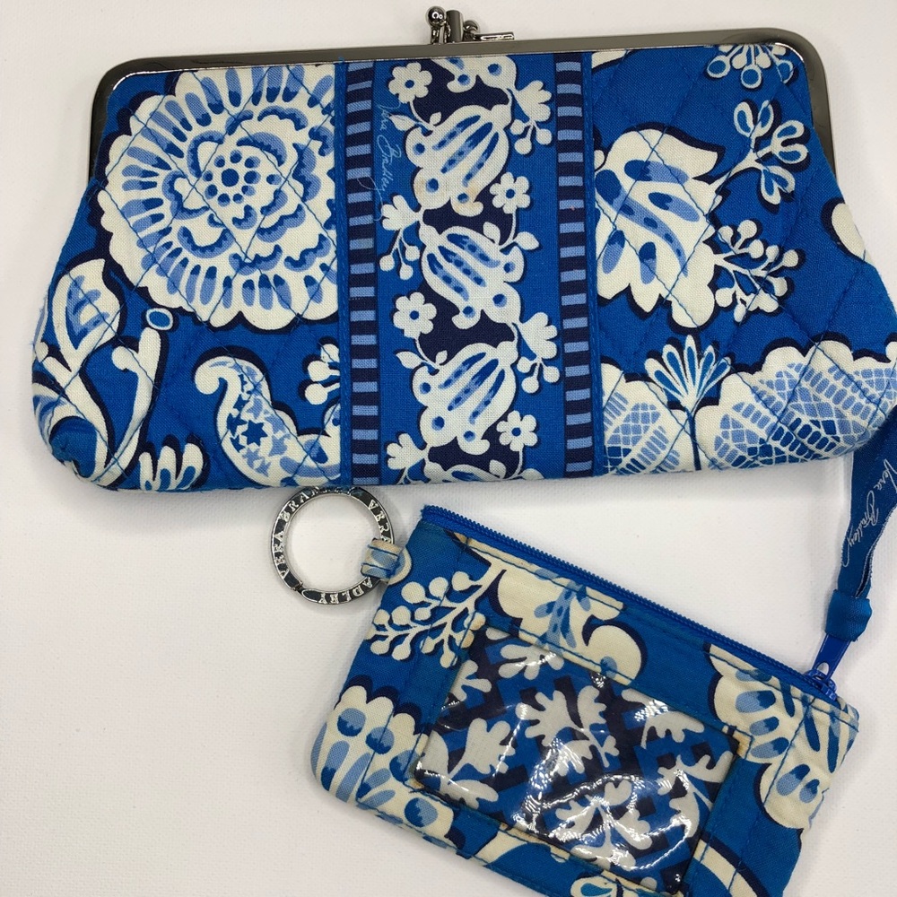 Vera Bradley Blue Lagoon clutch and zip ID case